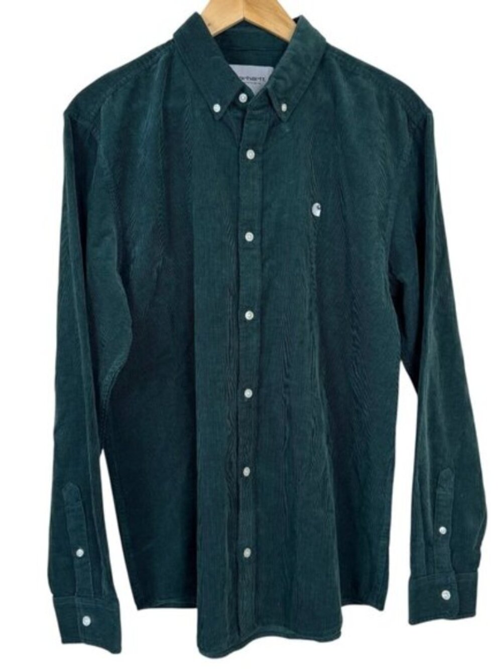 Carhartt New Flawed Madison Fine Corduroy Forest Green Button Up Shirt Men's Lg